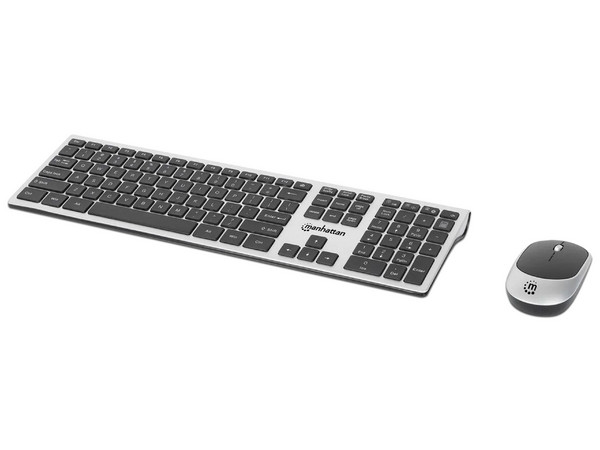 Teclado y Mouse Óptico Inalámbrico 2.4G Manhattan 180788, Combo. Color Negro.