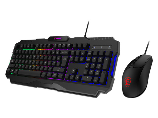 Kit de Teclado y Mouse MSI FORGE GK100, USB. Color Negro, iluminación RGB. (Versión en Inglés).