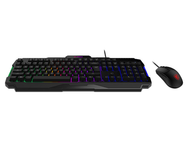 Kit de Teclado y Mouse MSI FORGE GK100, USB. Color Negro, iluminación RGB. (Versión en Inglés).