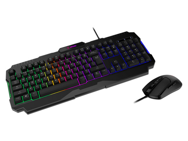 Kit de Teclado y Mouse MSI FORGE GK100, USB. Color Negro, iluminación RGB. (Versión en Inglés).