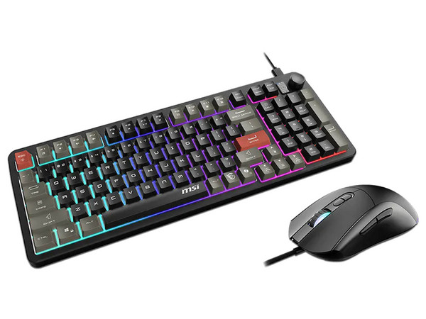 Kit de Teclado y Mouse Optico Gamer MSI Forge GK110, 12800 dpi, Iluminación RGB, USB, Versión en Ingles, Color Negro.