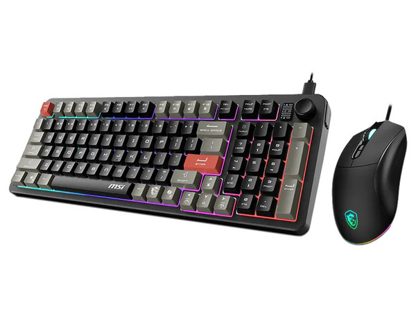 Kit de Teclado y Mouse Optico Gamer MSI Forge GK110, 12800 dpi, Iluminación RGB, USB, Versión en Ingles, Color Negro.