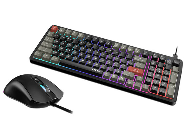 Kit de Teclado y Mouse Optico Gamer MSI Forge GK110, 12800 dpi, Iluminación RGB, USB, Versión en Ingles, Color Negro.