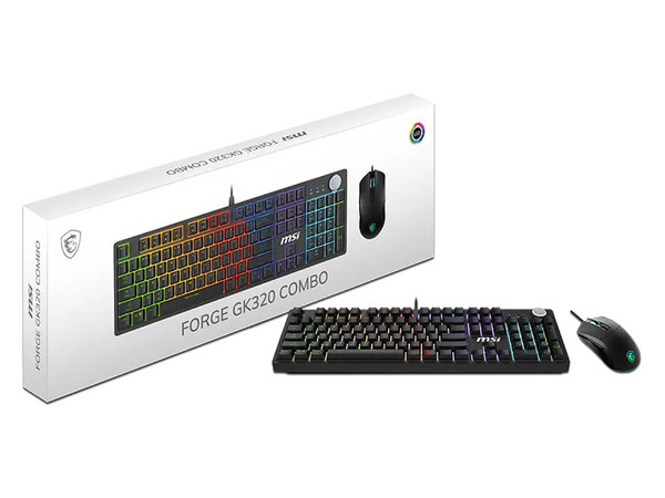Kit de Teclado Y Mouse Gaming MSI FORGE GK320 Mecanico, RGB, Hasta 12800 DPI, Anti-Fantasma. Color Negro. (Versión en Inglés).