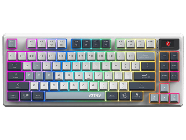 Teclado Mecánico MSI FORGE GK600 TKL, Conectividad Inalámbrica, Iluminación RGB, Diseño Compacto 65, Azul.