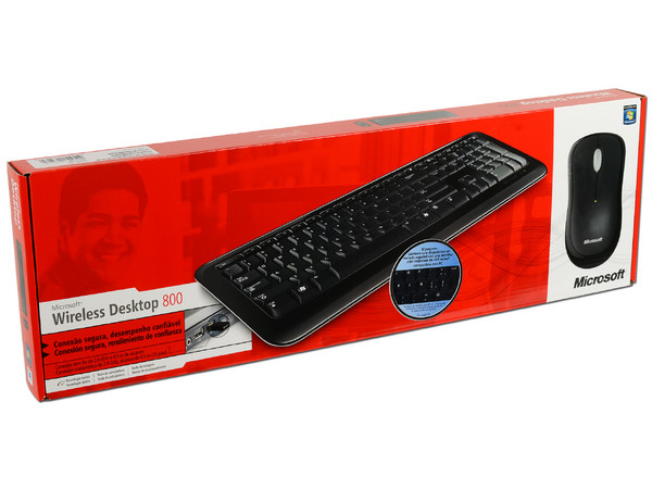 Teclado y Mouse Inalámbricos Microsoft Wireless Desktop 800, USB, Color Negro