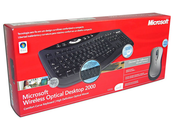 Teclado y Mouse Microsoft Wireless Optical Desktop 2000, USB, Color Negro