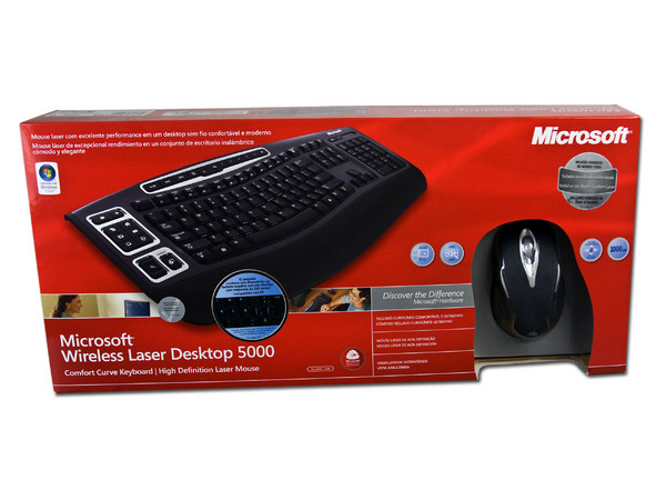 Teclado y Mouse Inálambricos Microsoft Wireless Láser Desktop 5000, USB, Color Negro