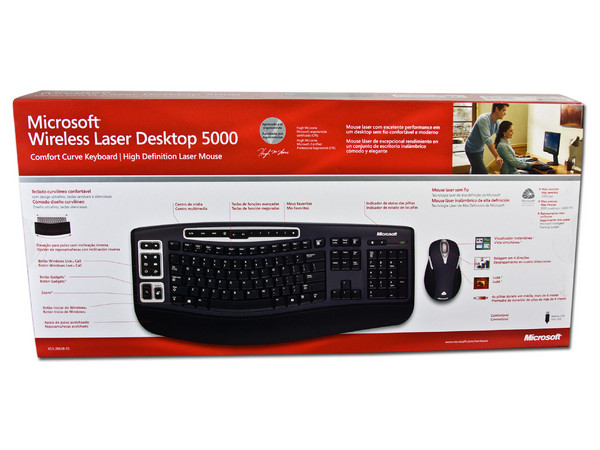 Teclado y Mouse Inálambricos Microsoft Wireless Láser Desktop 5000, USB, Color Negro