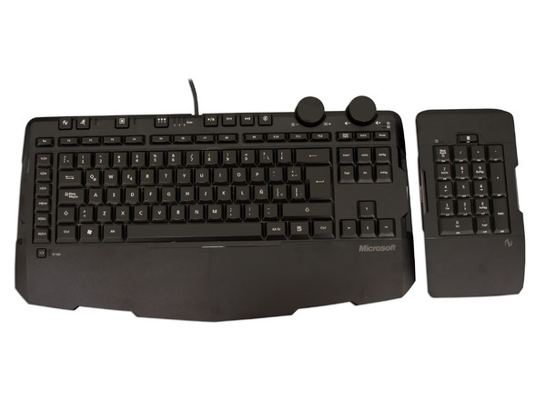 Teclado Microsoft SideWinder X6 GAMING con teclado numérico desmontable para conectar del lado izquierdo o derecho, Color Negro, USB, en Español