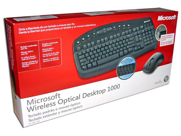 Teclado y Mouse Microsoft Wireless Optical Desktop 1000, USB, Color Negro