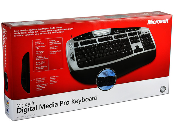 Teclado Microsoft Digital Media Pro Keyboard, Color Negro con Plateado, USB.