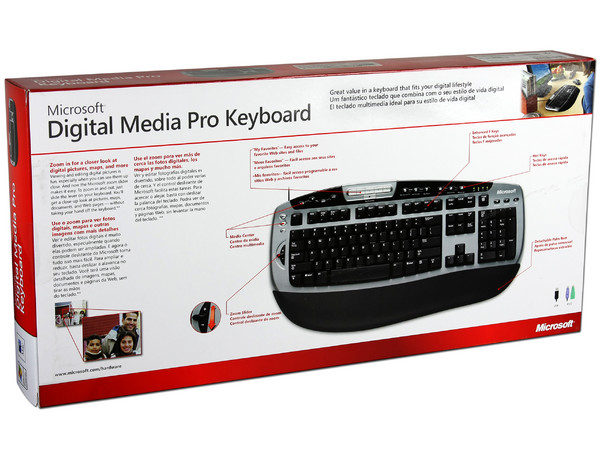 Teclado Microsoft Digital Media Pro Keyboard, Color Negro con Plateado, USB.