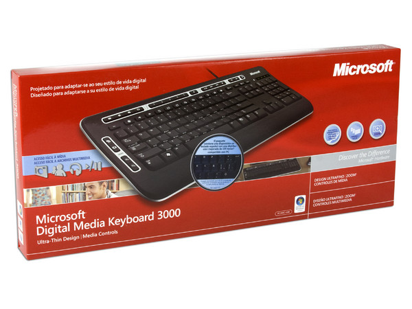 Teclado Microsoft Digital Media Keyboard 3000, Color Negro, USB.