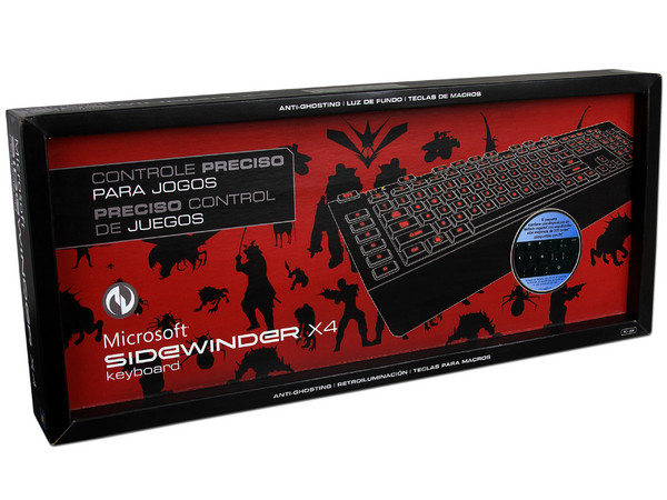 Teclado Microsoft SideWinder X4 GAMING Anti-Ghosting, retroiluminación, teclas para macros. Color Negro, USB