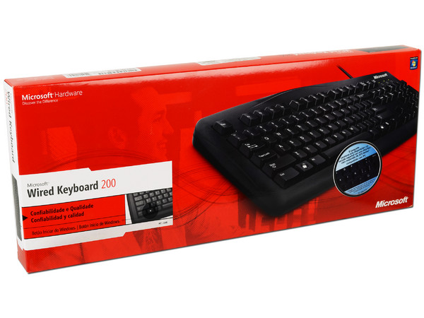 Teclado Microsoft 200, Color Negro, USB.