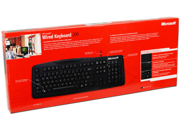 Teclado Microsoft 200, Color Negro, USB.