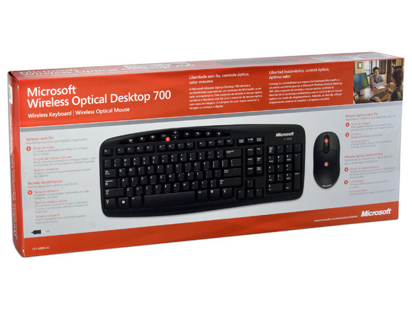 Teclado y Mouse Inalámbricos Microsoft Wireless Comfort Desktop 700, USB, Color Negro