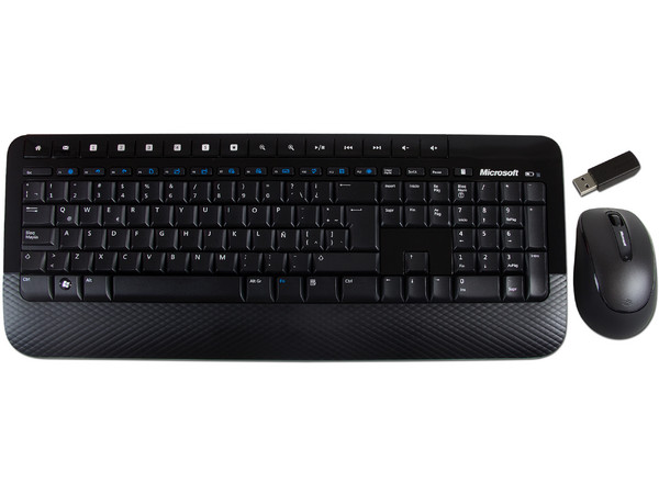 Teclado y Mouse Inalámbricos Microsoft Wireless Desktop 2000, USB, Color Negro