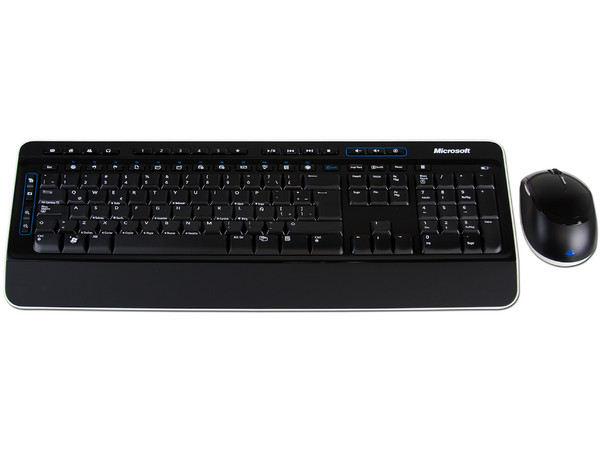 Teclado y Mouse Microsoft Wireless Desktop 3000, BlueTrack, Inalámbrico con teclas silenciosas. Color Negro, USB.