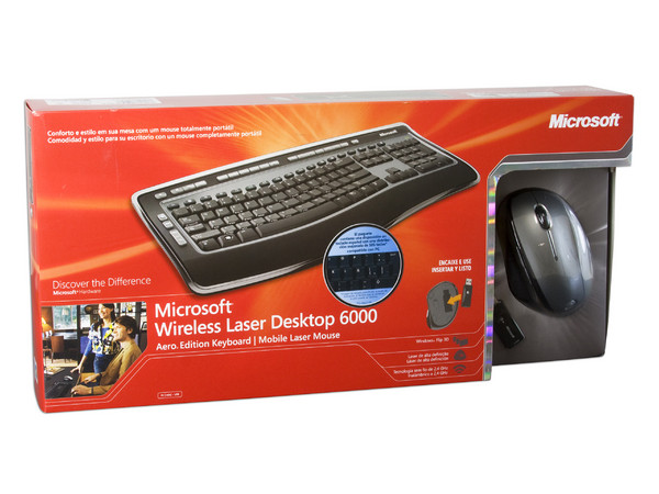 Teclado y Mouse Inálambricos Microsoft Wireless Laser Desktop 6000 v3, USB, Color Negro