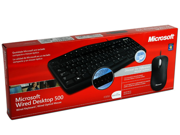 KIT de Teclado y Mouse Microsoft Wired Desktop 500, PS/2, Color Negro