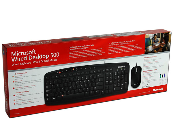 KIT de Teclado y Mouse Microsoft Wired Desktop 500, PS/2, Color Negro