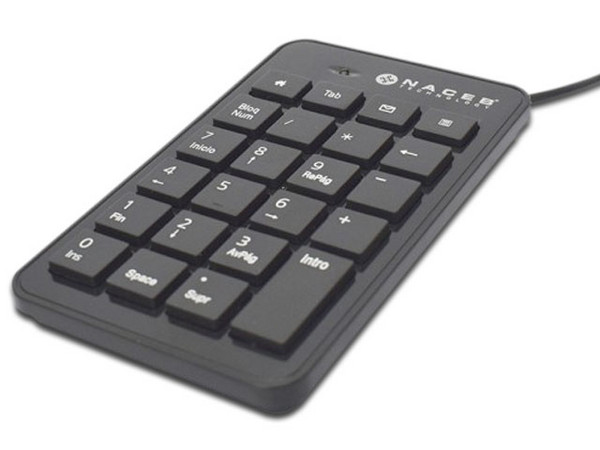 Teclado numérico Naceb, 23 teclas, USB. Color negro.
