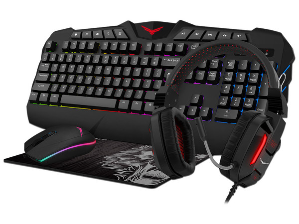 Kit Gamer Naceb NA-0934, Audífonos, Mouse Pad, Teclado y Mouse, USB, Retroiluminación RGB. (Versión en Inglés)