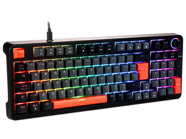 Teclado Gamer NACEB Python NA-0972G, QWERTY, Switch Café, USB, RGB. Color Gris.