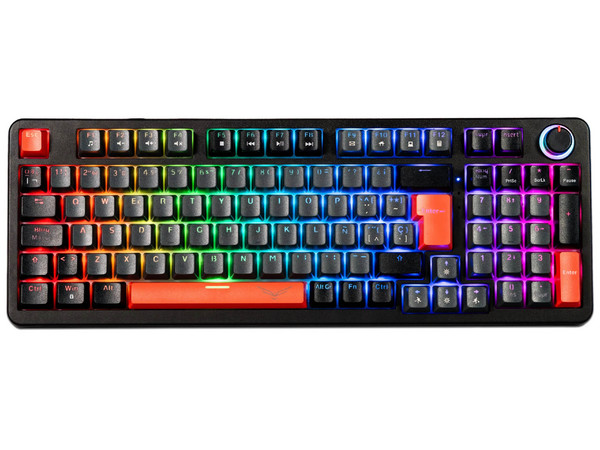 Teclado Gamer NACEB Python NA-0972G, QWERTY, Switch Café, USB, RGB. Color Gris.
