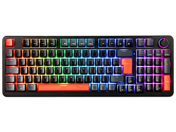 Teclado Gamer NACEB Python NA-0972N, QWERTY, Switch Café, USB, RGB. Color Negro.