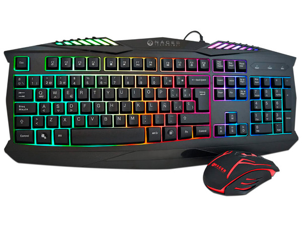 Teclado Gamer y Mouse NACEB, USB. Color Negro.