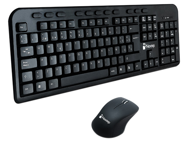 Teclado y Mouse Inalámbricos Nextep, USB. Color Negro.