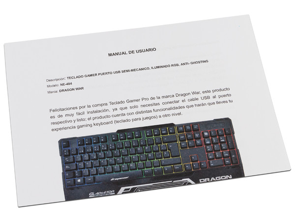 Teclado Gamer Nextep  Dragon War Gladiator, Iluminación RGB. Color Negro. (Versión en Inglés)