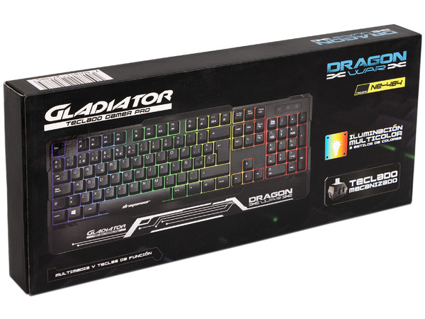 Teclado Gamer Nextep  Dragon War Gladiator, Iluminación RGB. Color Negro. (Versión en Inglés)