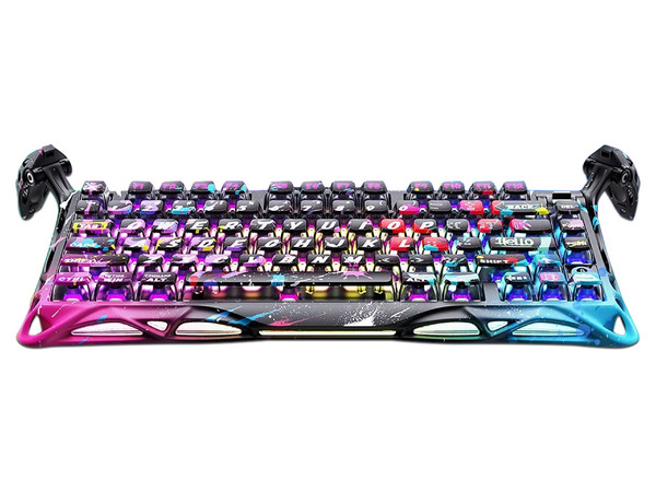 Teclado Gamer GravaStar Mercury V75 Pro, Teclas con Efecto Magnético, Retroiluminado RGB, USB Tipo C. Color Negro Grafiti. (Versión en Ingles).