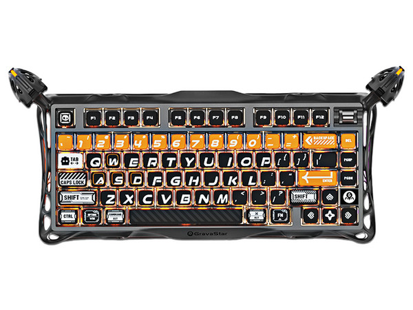 Teclado Gamer Mecánico GravaStar Mercury K1 Pro, Inalámbrico, Retroiluminado RGB, Bluetooth, Receptor USB, USB Tipo C. Color Negro CyberFlare. (Versión en Ingles).