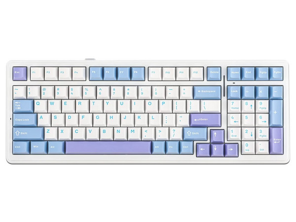 Teclado Gamer Mecánico AULA F99, Iluminación RGB, USB. Color Blanco y Azul. (Versión en Español).