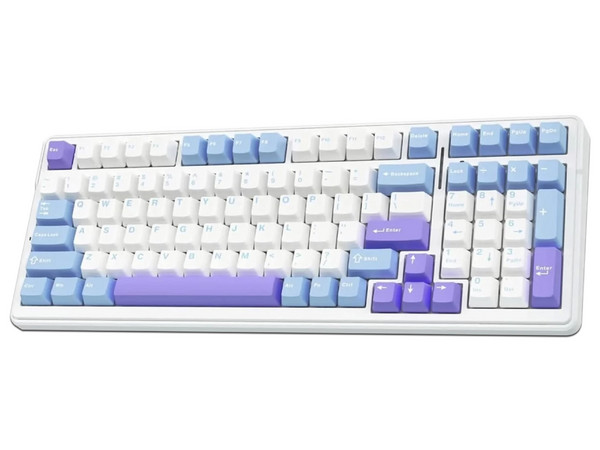 Teclado Gamer Mecánico AULA F99, Iluminación RGB, USB. Color Blanco y Azul. (Versión en Español).