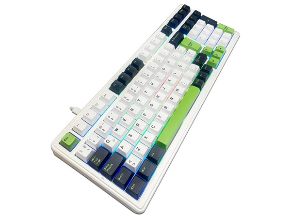 Teclado Gamer Mecánico AULA F99, Iluminación RGB, USB. Color Blanco y Verde. (Versión en Español).