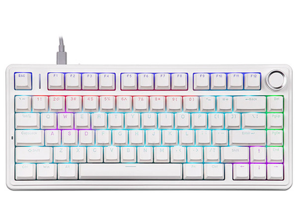 Teclado Inalámbrico AULA F75 , Iluminación RGB, Receptor USB, Bluetooth. Color Blanco. (Versión en Inglés).