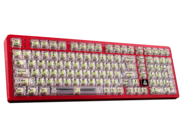 Teclado Mecánico Inalámbrico HotBell Firestrike Pro RGB, Bluetooth, Receptor USB, USB. Color Rojo y Negro. (Versión en Inglés).