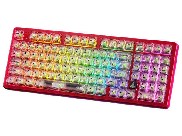 Teclado Mecánico Inalámbrico HotBell Firestrike Pro RGB, Bluetooth, Receptor USB, USB. Color Rojo y Negro. (Versión en Inglés).