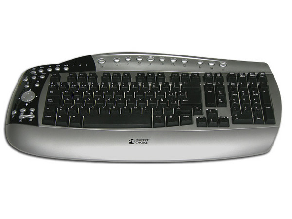Teclado Perfectchoice Office, USB y PS/2. Color Negro/Gris Oscuro