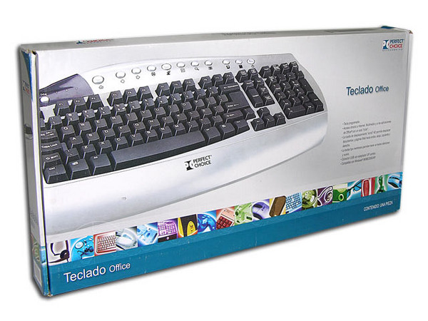 Teclado Perfectchoice Office, USB y PS/2. Color Negro/Gris Oscuro
