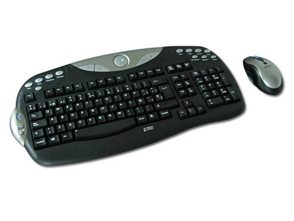 Paquete Perfect Choice de Teclado y Mouse Óptico Inalámbricos, Color Negro con Plateado.