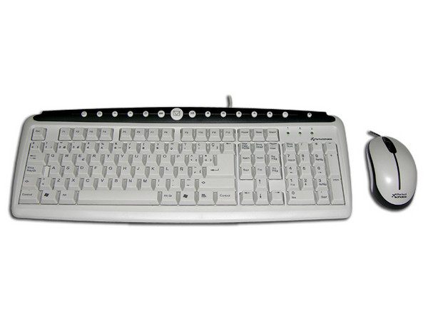 Perfectchoice KIT de Teclado, Mouse Óptico y Bocinas. PS/2, Color Gris/Negro