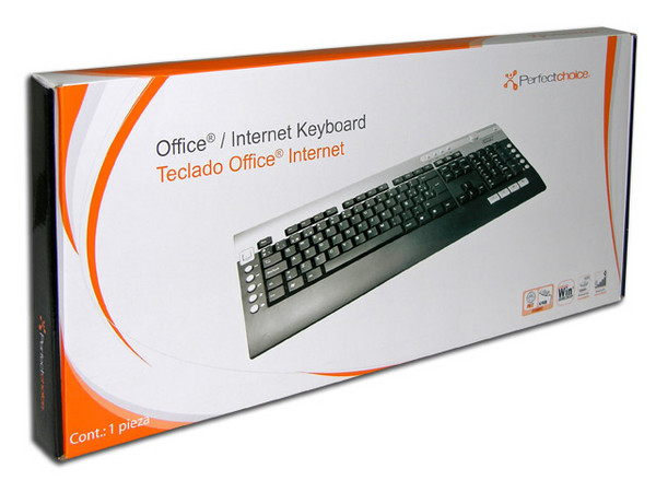 Teclado Perfectchoice Office Internet Multimedia, USB y PS/2. Color Negro/Plateado