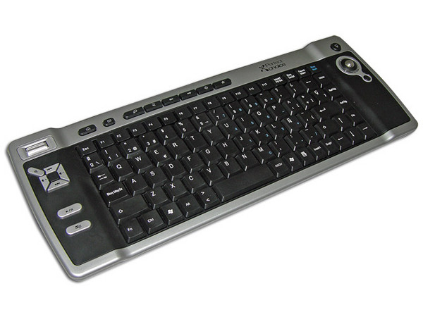 Teclado Inalámbrico Perfectchoice Media Center con Trackball integrado, USB. Color Negro/Plateado